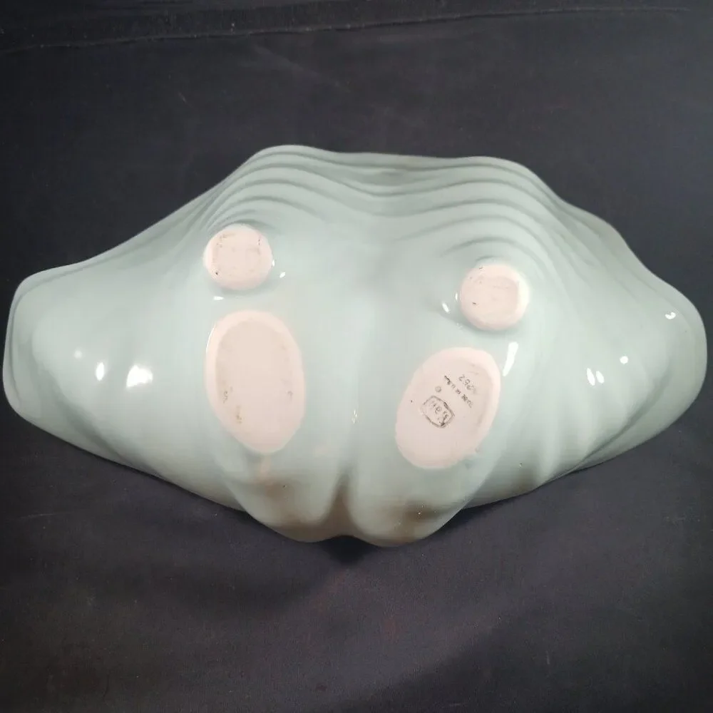 Vintage HALL Pottery Mid Century Light Blue Shell Bowl